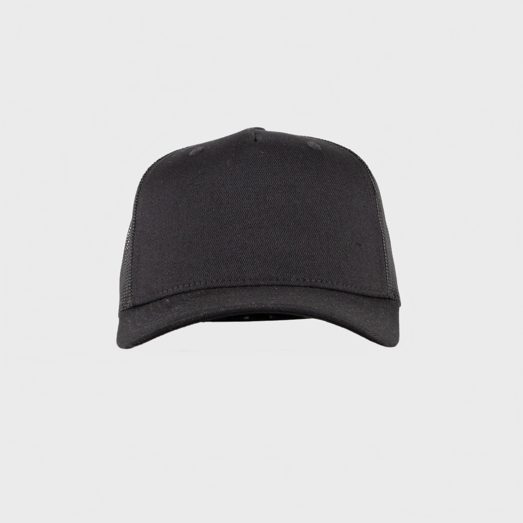 P&P Recycled Blank High Trucker Cap Black