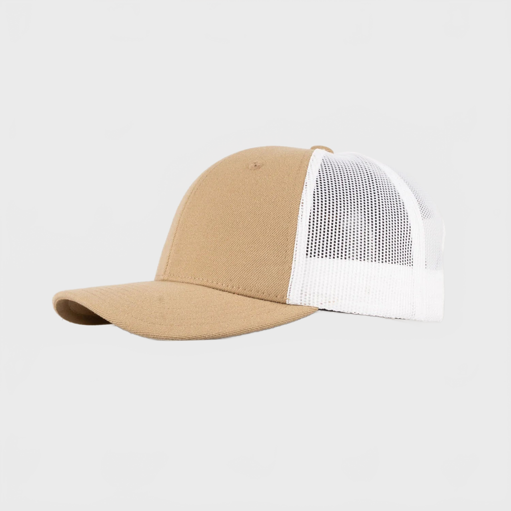 P&P Recycled Blank Low Trucker Cap Khaki / White
