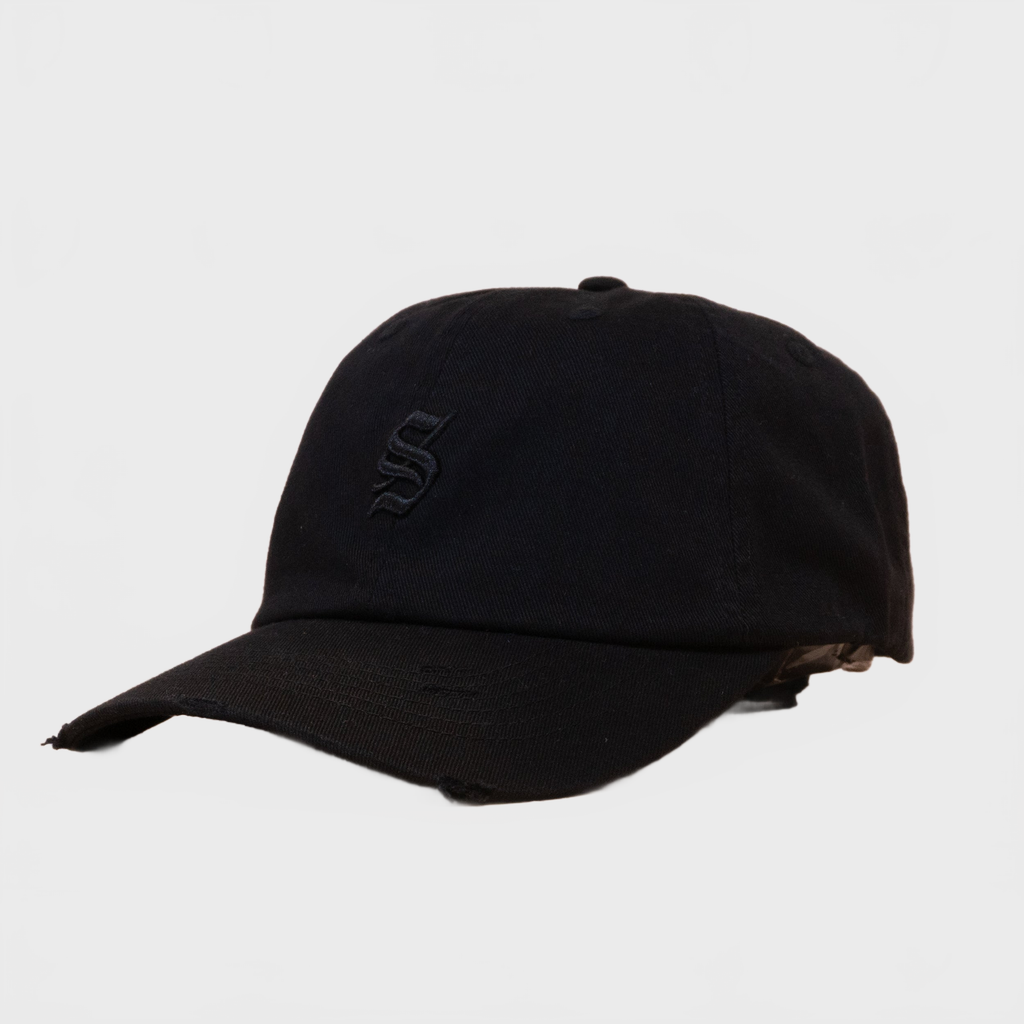 Ca'put Letter S Dad Cap Worn Out Black